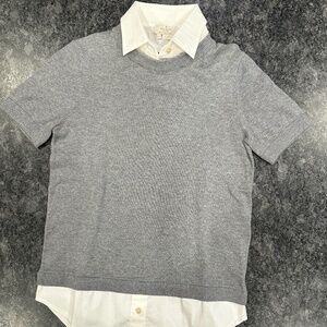 Kate Spade Gray Short Sleeved Sweater with Removable White Collar - Women XS